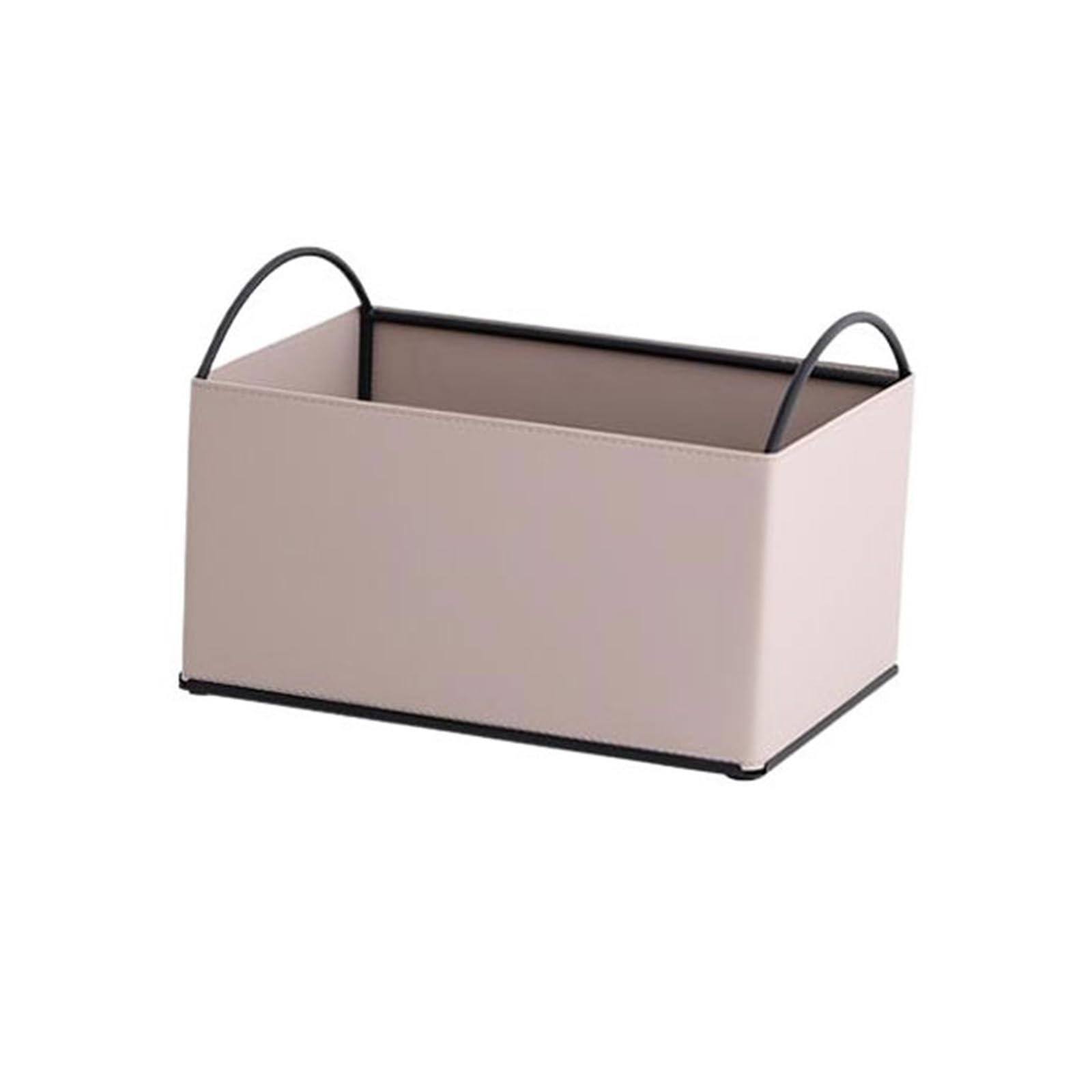 Shihan-2015 Bookcase Iron and Leather Multipurpose Books Storage Box with Handles Record Organiser Crate Display Shelf(Beige)