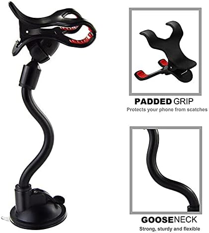 360 Car Windshield Mount Cradle Holder Stand for iPhone Mobile Cell Phone GPS Universal Long Shockproof Arm Dash Mount with Strong Suction Cup