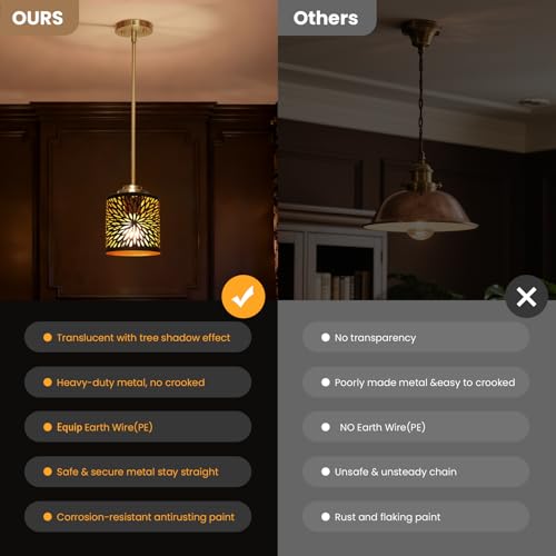 ALUCSET Bronze Gold Pendant Lights Kitchen Island, 2 Pack with Plug in Cord - image 6