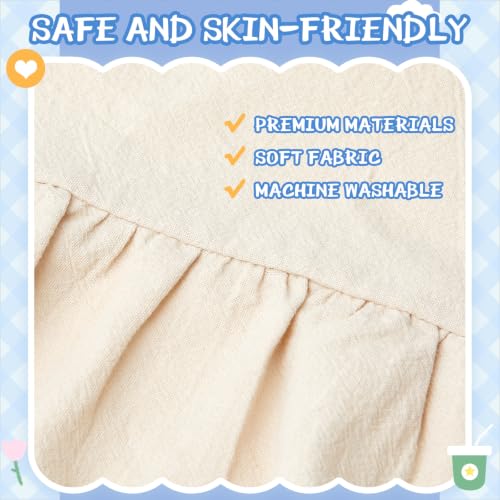 Image of Hahafelt Beige Crib Skirt for Baby Girls Boys, 100% Washed Cotton Bed Skirt