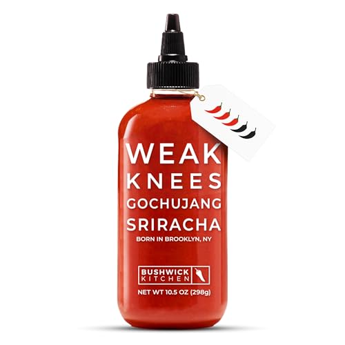 Image of Weak Knees Gochujang Sriracha Hot Sauce - Infused with Bold Korean Gochujang Paste & Classic Spicy Sriracha for Noodles, Rice & Marinades - Made in the USA - 10.5oz Squeeze Bottle