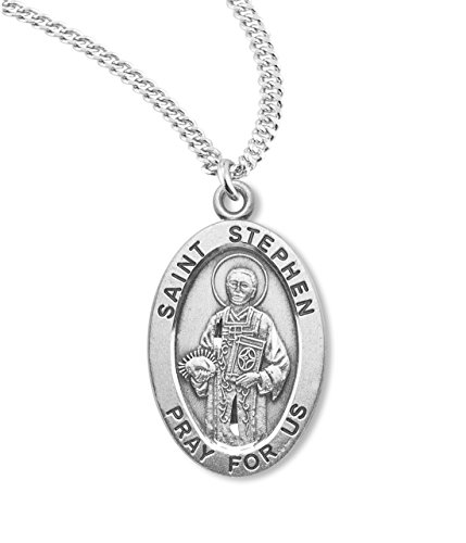 (7 7/18) BERTOF SAINT STEPHEN Patron Saint Medal 100% Sterling Silver With Copyrighted Paul Herbert Blessing SILPATRON Series