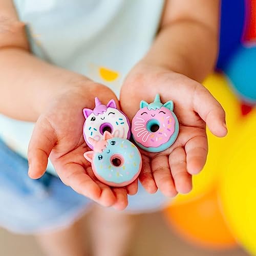 Image of AK Store (Pack of 4) 3D Cute Cartoon Shape Rubber Pencil Erasers, School Stationery for Kids, Boys Girls, Birthday Return Gifts (Unicorn Donuts)