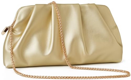 Image of Women's Clutch Purse,Evening Bag for Women Ruched Clutch Purse Detachable Metal Chain Crossbody Bag