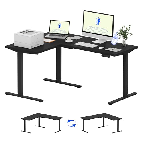FLEXISPOT L-Shaped Electric Standing Desk 63x47 Black