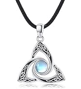 TUGHRA Celtic Knot Necklace - Sterling Silver Celtic Knot Moonstone Pendant Necklace Jewelry, Bir...