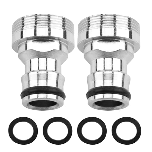 Juego de 2 accesorios rápidos para manguera de riego, conexión de manguera de riego, rosca interior M22, rosca exterior M24, conexión de grifo universal, para jardín, cocina