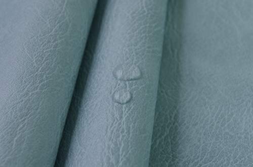 Image of Wento Thick 1 Yard Faux Leather Soft Skin Grain PU Fabric for Furniture Cover, Reupholster Sofa Chairs, Cushions, Vinyl Upholstery (1yard, Light Blue)
