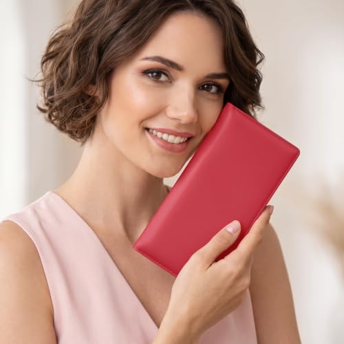 Image of Tipmile Slim Wallet for Women, RFID Blocking Credit Card Holder | 1 Zipper Pocket, 1 ID Window, 3 Cash Compartments, 11 Card Slots