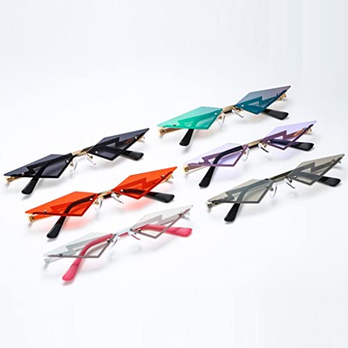 Image of Womens Fashion Slim Cat Eye Style Sunglasses Rimless Sun Glasses Gold+Black