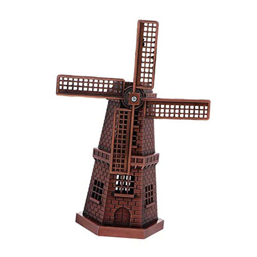 Yardenfun Rotes Windmühlen-Modell Aus Zinklegierung Dekoratives Kunsthandwerk Für Schreibtisch Bücherregal Und Innenraum Kreative Deko Für Wohn Arbeitsbereiche