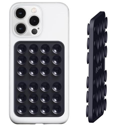 Anteel Double-Sided Silicone Suction Phone Case Mount Enhanced Suction Cup Power and Thickened Grip for Selfies and Videos Durable Hands-Free Non Slip Accessories 2.36x3.66 (Black)