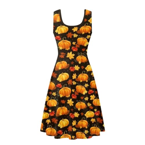 Image of Women Stylish Tank Dresses Sleeveless Round Neck Midi Casual Dress with Pocket for Summer