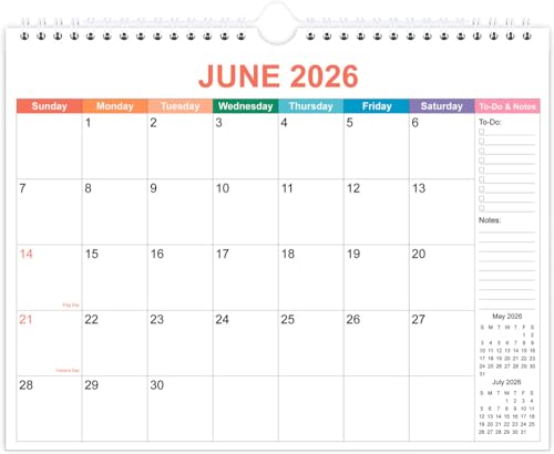 2026-2027 Calendar - Wall Calendar 2026-2027 from June 2026 to December 2027, 2026-27 Calendar with Premium Paper, Twin-Wire Binding & Hanging Hook, 11.5" x 14.5", Colorful