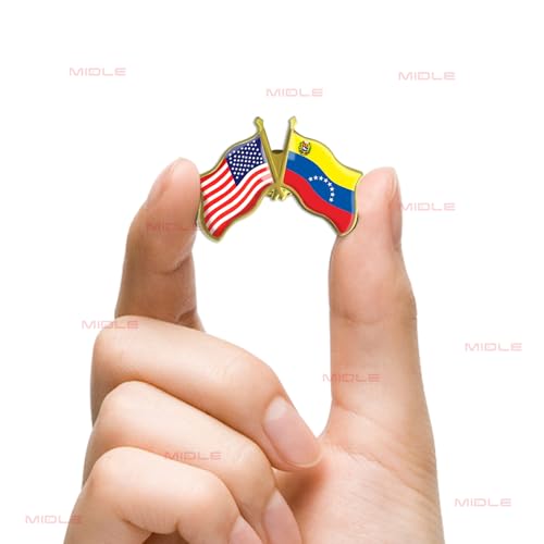 Image of 6 /12 /50 /100Pcs American Venezuela Flag Pins Bulk Friendship Souvenir 1.5 inch- Metal America USA Venezuela Lapel Pin Brooch Badge for Men Women Clothes Bags Hats