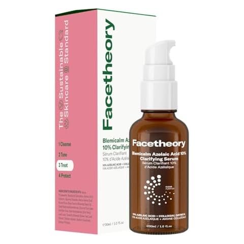 facetheory Blemicalm Azelaic Acid 10% Clarifying Serum (Unscented) - Target Blemishes, Redness & Breakouts w/Powerful Azelaic Acid Serum - Azelaic Acid for Face & Clearer Skin (30 ml) Cover
