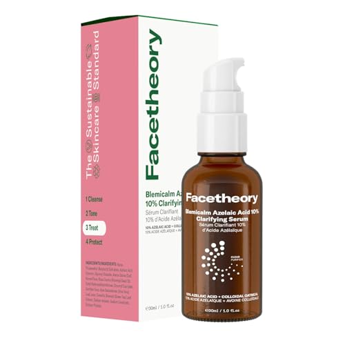 facetheory Blemicalm Azelaic Acid 10% Clarifying Serum (Unscented) - Control Blemishes, Redness & Breakouts w/Powerful Azelaic Acid Serum - Azelaic Acid Cream for Clearer Skin (30 ml)