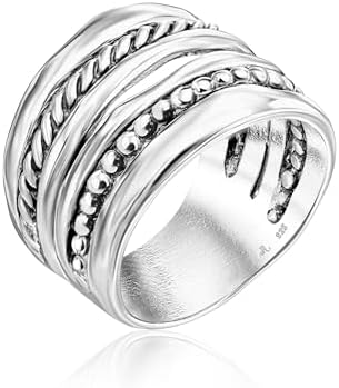 Bague en argent sterling 925 enroulée multi-cordes et brins enroulés à la mai...