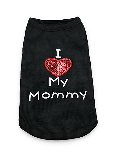 Small Dog Clothes XXS Puppy Dogs Shirt I Love My Mom Mommy Dad Daddy Dog T Shirts for Small Dogs, Black-Mommy, XX-Small (Under 2.2lb) - Image 3