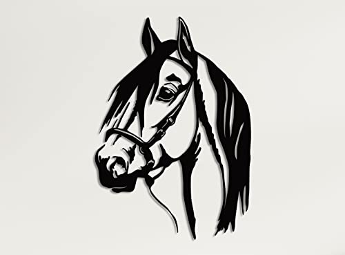DEKADRON Décoration murale en métal – Tête de cheval – Silhouette murale 3D en métal – Décoration murale pour maison, bureau, chambre à coucher, salon (33 x 46 cm)