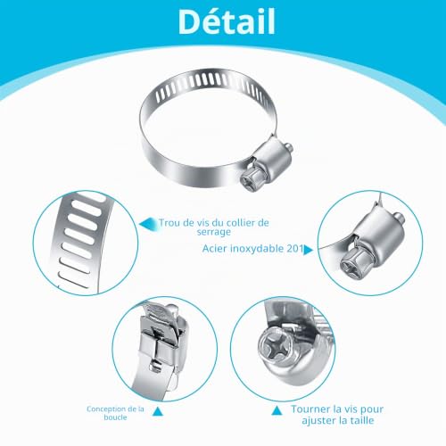 100 Pièces Colliers de Serrage Réglables 8-44 mm – vue 3