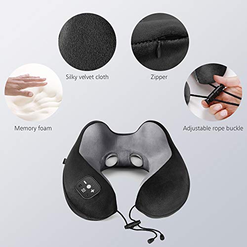 Comfier Travel Neck Pillow Massager,Memory Foam Neck Pillow,Vibration Neck Massage Pillow With Heat For Pain Relief,Head Support Cervical Pillow For Airplane,Car Office, For Dad #TOP5