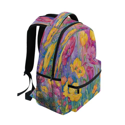Watercolor Flower Watercolor Colorful Backpack for School Boys Girls Adults Kids Bookbag Laptop Bag 15L2