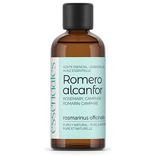 Essenciales - Aceite Esencial de Romero Alcanfor, 100% Puro, 100 ml | Aceite Esencial Rosmarinus Officinalis