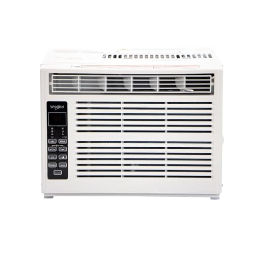 Whirlpool 8,000 BTU Window Air Conditioner with Dehumidifier, 115V, Window AC for Rooms up to 350 Sq. Ft., Living Room, Bedroom, or Apartment, with 3 Speeds, Remote Control, and 24H Timer, White