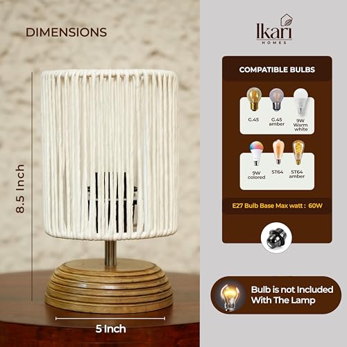 Image of Ikari Homes Boho Rustic Ray Table Lamp I Night Lamp for Bedroom Bedside & Center Table Lamp I Warm Ambient Cozy Lamp I Rattan Lamp I Size 21.5 x 12.7 cm - (Bulb Not Included)
