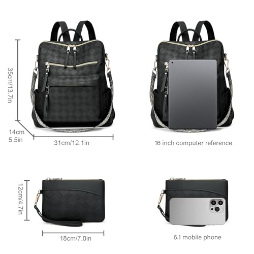 Image of Backpacks for Women Fashion PU Leather Bag Multipurpose Design Convertible Satchel Bag Travel Backpack Handbag and Purse 2Pcs