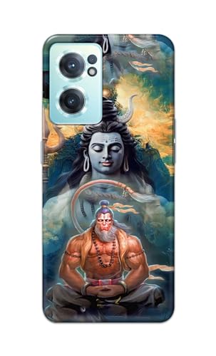 Image of Plastic Printfidaa Printed Hard Back Cover Case For Oneplus Nord Ce 2 5G Back Cover (Lord Shiva And Hanuma) -112,Multi