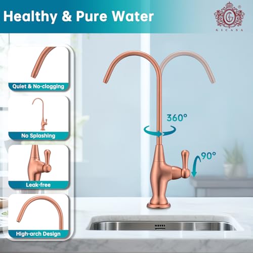 Image of Sink Drinking Water Faucet, Sink Water Filter System, Suitable for Most Reverse Osmosis or Water Filtration Systems, Stainless Steel Reverse Osmosis Faucet for Kitchen Bar, Red Copper