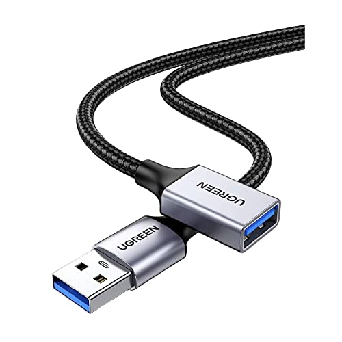 UGREEN USB 3.0 Extension Cable 0.5M Type A Male to Female Extender Cord Nylon Braided 5Gbps Data Transfer Cables Compatible with Keyboard, Mouse, Hub, Flash Drive, Hard Drives, Printer, VR, Webcam