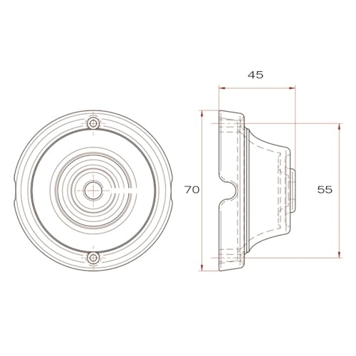 FANTON Glattrosette Keramik Farbe grau Ø 70 mm Porzellan für Pendelleuchten und Textilkabel 84027GR