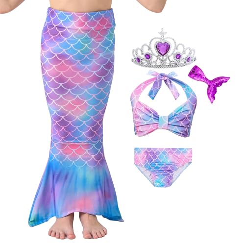 Image of Girls Bathing Suit 3PCS Cute Ruffle Tankini Swimsuits with Skirt Kids Beach Swimwear 3-12Y