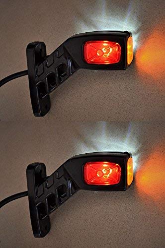 VNVIS Lot de 2 feux de position latéraux LED 12V / 24V Fixation au châssis pour camions et camions bennes - Rouge/Blanc/Orange