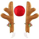 adornos con partes de coches Regalo de Navidad perfecto: durante las vacaciones de Navidad, puede usar estas decoraciones de auto de asta de ciervo o dárselas a sus amigos. El kit de decoración de auto de asta de reno de Navidad hará que su auto se vea más elegante y moderno.