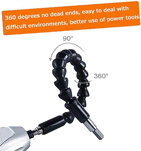 2 Pack Flexible Drill Bit Extension with 10 Drill Bit Sets, YTFGGY 11.8 inch Magnetic Hex Soft Shaft, Flexible Screwdriver Extension for Connect Drive Shaft Tip Drill Bit Kit Adaptor (Black)