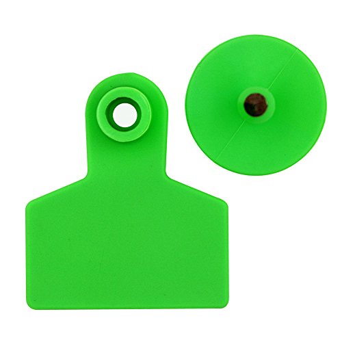 Livestock Identification Blank Ear Tags for Goats Sheep Cattle Cows Pigs 100 Packs TPU Precision Ear Tags (Pig, Green)