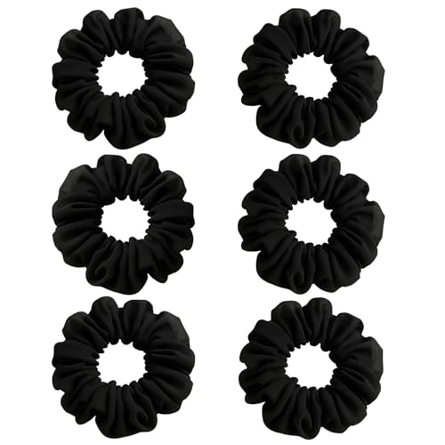 Chouchou en mousseline de soie noir femme lot elastique cheveux tresse