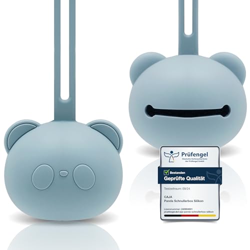 CAJA Schnullerbox Schnulleraufbewahrung aus Silikon BPA frei hygienische Aufbewahrung für Babys und Kleinkinder Panda Design hochwertiges Baby Zubehör Geschenk zur Geburt und Baby Erstausstattung