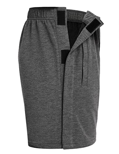 Deyeek Unisex Tear Away Shorts Snap On Athletic Cotton Shorts Post Knee Surgery Recovery Hip Replacement Pants with Pockets2