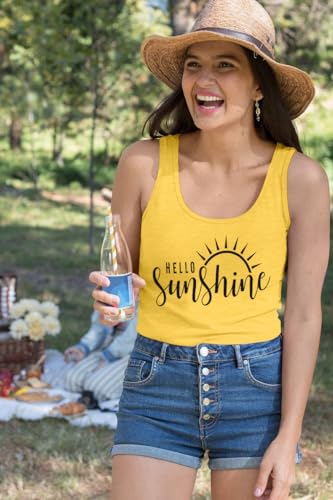 Womens Tank Tops Summer Shirts - Sleeveless Sunshine Graphic Shirt Casual Loose Vest Vacation Classic-Fit Shirt Cami4