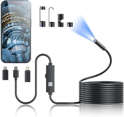 Endoscope Camera with Light, 1920P HD Borescope Tools with 8 Adjustable LED Lights, Endoscope with...