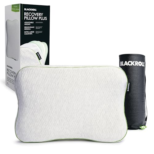 BLACKROLL® Recovery Pillow Plus (60x40 cm) – Höhenverstellbares ergonomisches Nackenkissen (6–13 cm) aus Memory Foam, für Seiten-, Rücken- & Bauchschläfer, Made in Germany