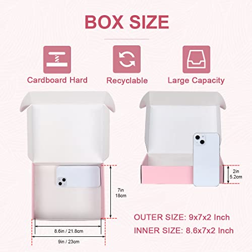 Ougebox 9X7X2 Inch Shipping Boxes For Small Business, Set Of 30, Pink Cardboard Corrugated Mailer Boxes For Shipping Packaging Craft Gifts Giving Products #TOP1