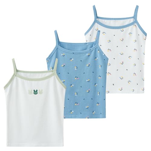 SEAUR Toddler Girls Cotton Camisole Cute Tank Tops Tagless Sleeveless Undershirt Spaghetti Strap Flower Clothes