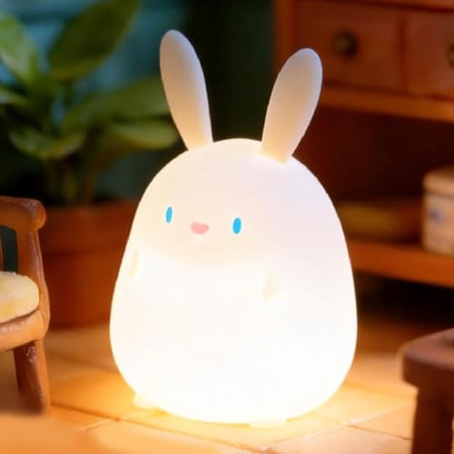 Lámpara de mesa de noche conejito silicona recargable miniatura 6