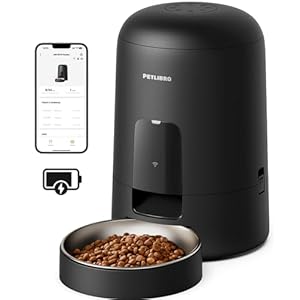 PETLIBRO Futterautomat Katze, Katzenfutter Automat Kabellos 2,4G WiFi Intelligenter Futterspender Katze, Wiederaufladbarer Akku mit 30 Tagen Batterielebensdauer, mit Edelstahlnapf, APP-Steuerung
